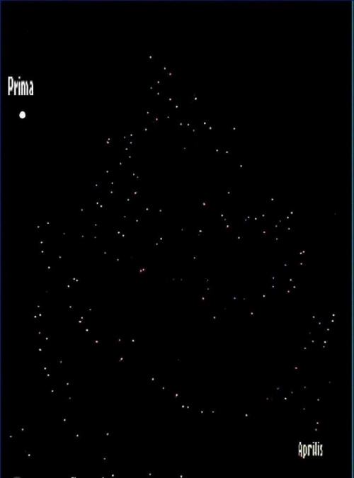 Moja nowa galaktyka odkryta 01.04. 2014r. o choinkowym kształcie, nazwie Aprilis i dobrze widoczną planetą Prima.
Wierzyłam, że mi się uda odkryć moją nową galaktykę i udało się.