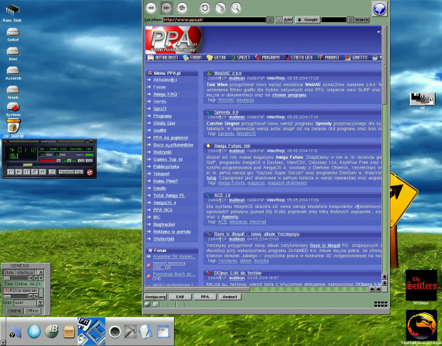 AmigaOS 3.9 na A1200 z mediatorem PCI (grafika, dźwiękówka i sieciówka działają aż miło)
