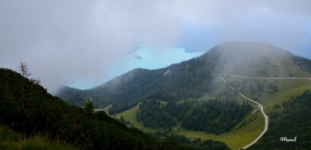Alpy w chmurach, widok z Herzogstand 1,731m