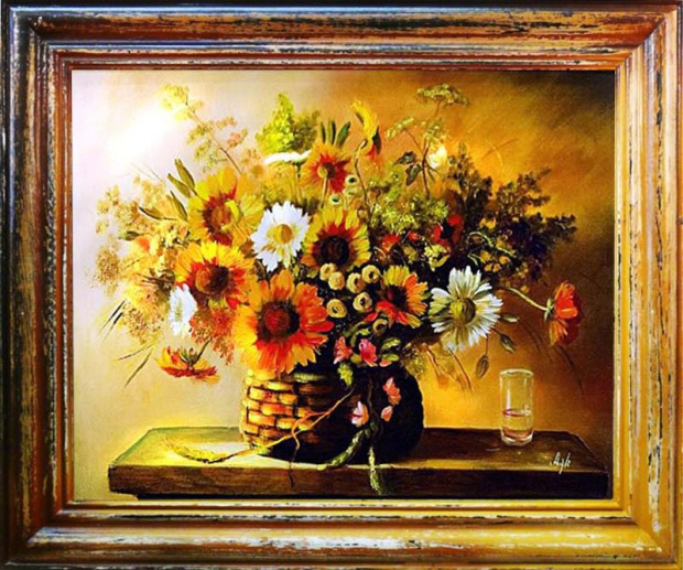 Tytul : Sonnenblumen - Ölgemälde handgemalt Rahmen Sygniert 63x54cm, G00379
119 euro, wys - 0 euro. #kwiaty