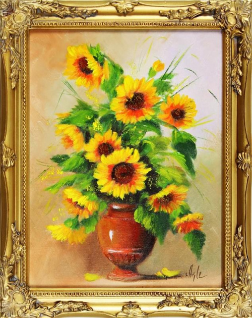 Tytul : Sonnenblumen - Ölgemälde handgemalt Rahmen Sygniert 47x37cm, G00015.
69 euro, wys - 0 euro. #kwiaty