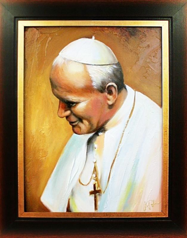 Tytul : Papst Johannes Paul II - Ölgemälde handgemalt Rahmen Sygniert 32x27cm,G01355
34,99 euro, wys - 0 euro. #Papiez