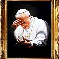 Papst Johannes Paul II - Ölgemälde handgemalt Rahmen Sygniert 63x54cm, G01148, 129 euro, wys - 0 euro