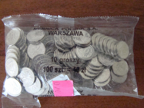 Worek 10 gr groszy 2007 woreczek saszetka UNC
ORYGINALNY WORECZEK MENNICZY 100 x 10 GROSZY z 2007 ROKU
OPAKOWANIE W STANIE MENNICZYM
cena 139,99 ilosc na jednej aukcji 4 worki.wys.8 list priorytetowy,kurier DPD 16zl