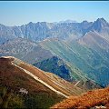 W Tatrach Zachodnich....widok z Czerwonych Wierchów w kierunku Kasprowego Wierchu i Swinicy...