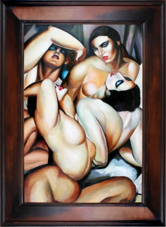 Tamara de Lempicka-Four nudes-112x82 Ölgemälde Handgemalt Leinwand Rahmen Sygniert cena 249 euro