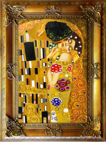 Gustav Klimt-Der Kuss-120x90 Ölgemälde Handgemalt Leinwand Rahmen Sygniert, cena 249e